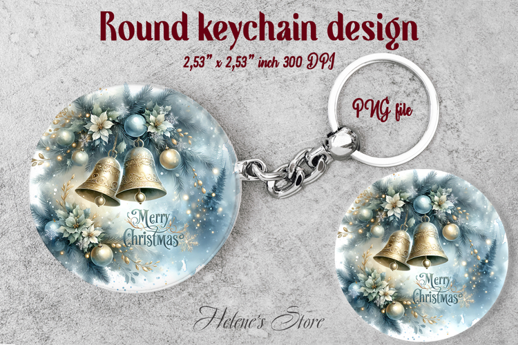 Christmas round keychain design | Jingle bells Car coaster