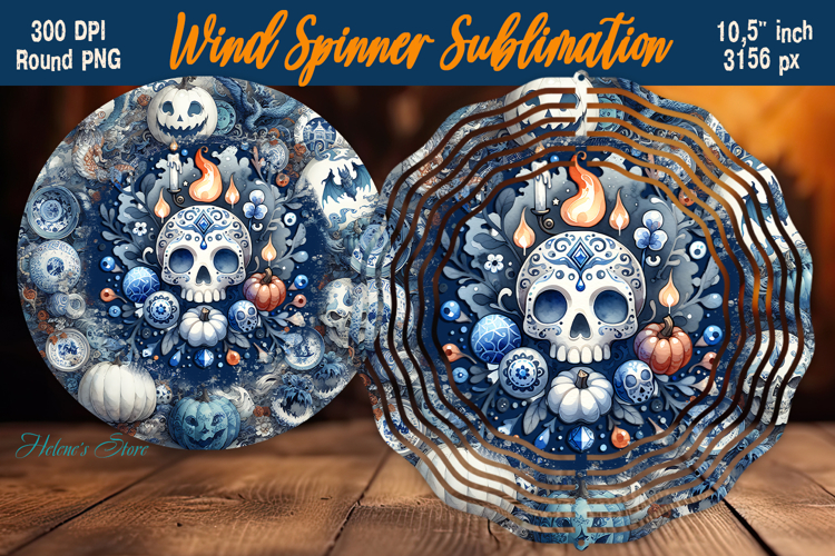 Cute Halloween skull Wind Spinner Sublimation | Funny face