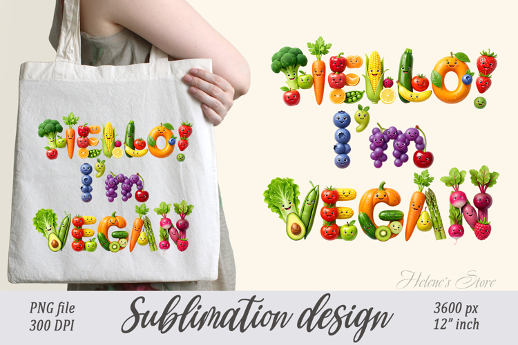 Funny Quote Hello Im Vegan clipart | Cute design PNG