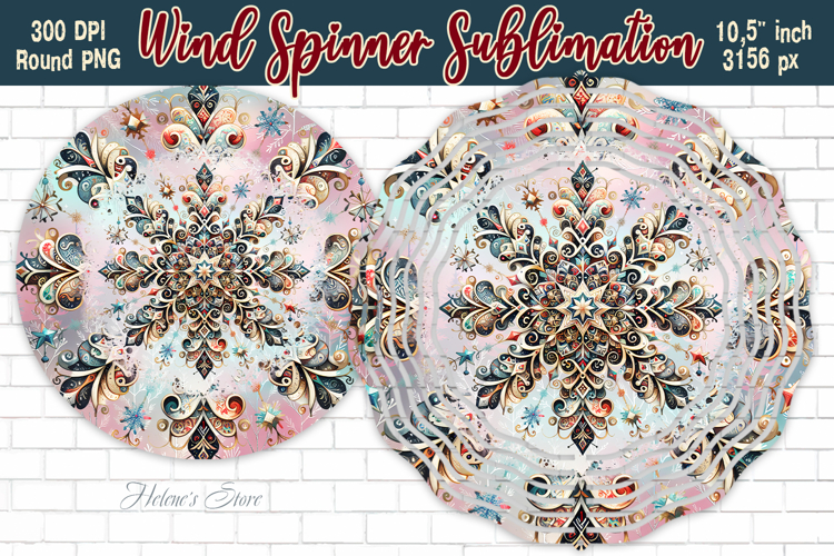 Christmas Snowflake Wind Spinner wrap sublimation design png