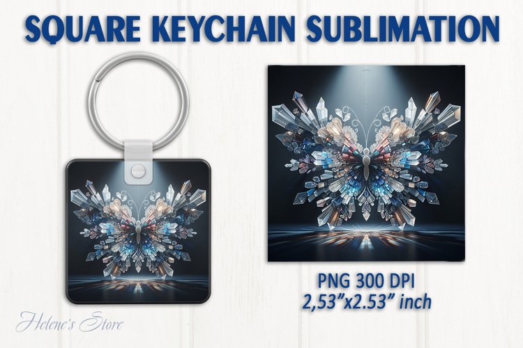 3d Crystal butterfly keychain sublimation | Square keychain