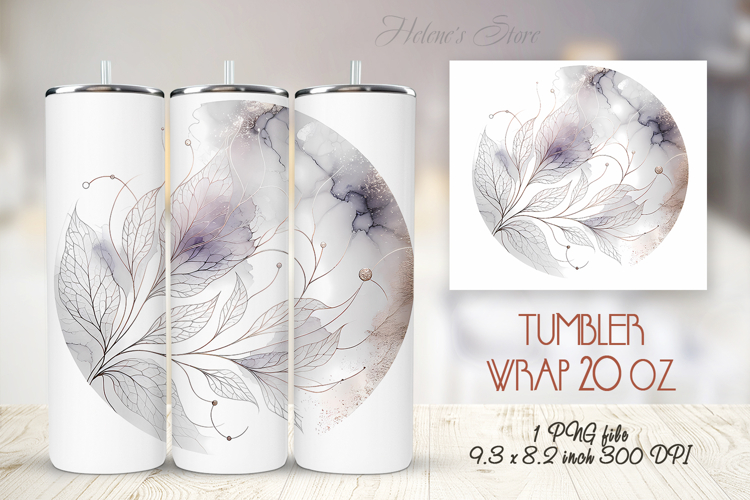 Watercolor leaves floral straight tumbler 20oz wrap designs
