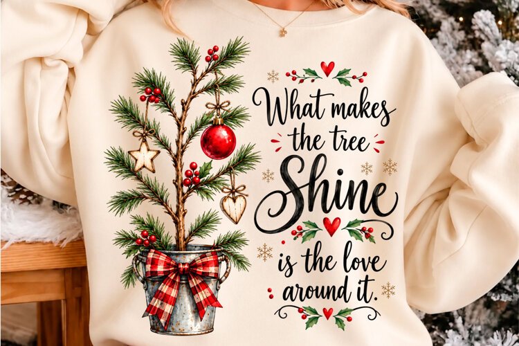 Christmas Tree Love Quote Sublimation PNG example image 1