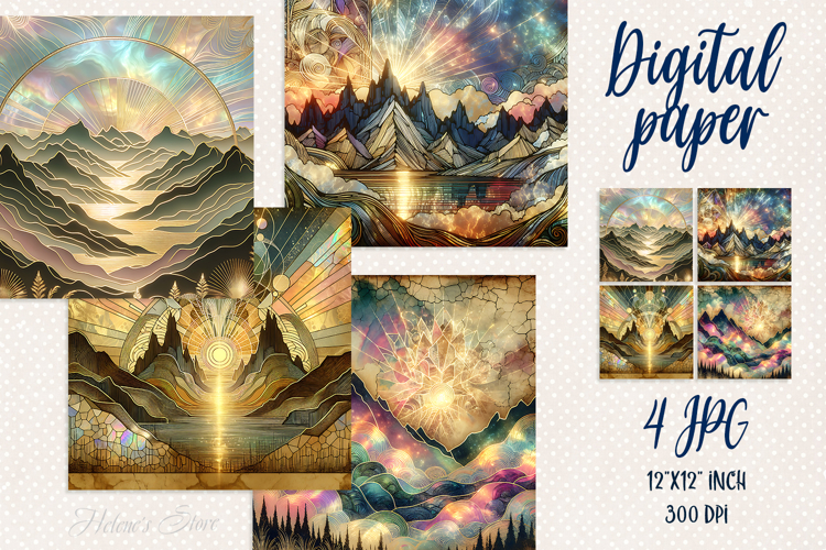 Sunrize mountains digital paper| Pearl fanasy scrap booking
