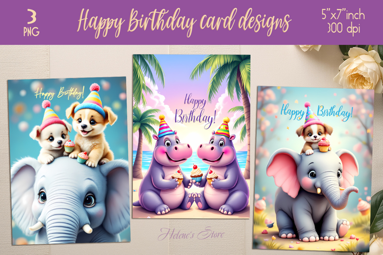 Funny animals greeting card designs | Happy Birthday cards