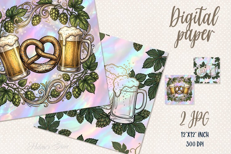 Octoberfest Beer festival digital papers jpeg |Scrap booking example image 1