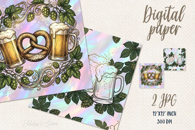 Octoberfest Beer featival digital papers jpeg |Scrap booking