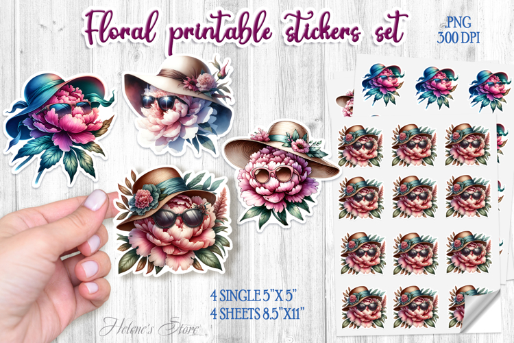 Funny flowers Sticker Design |Cute summer stickers template