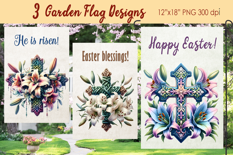 Easter Garden Flag Sublimation |Religious sublimation Easter