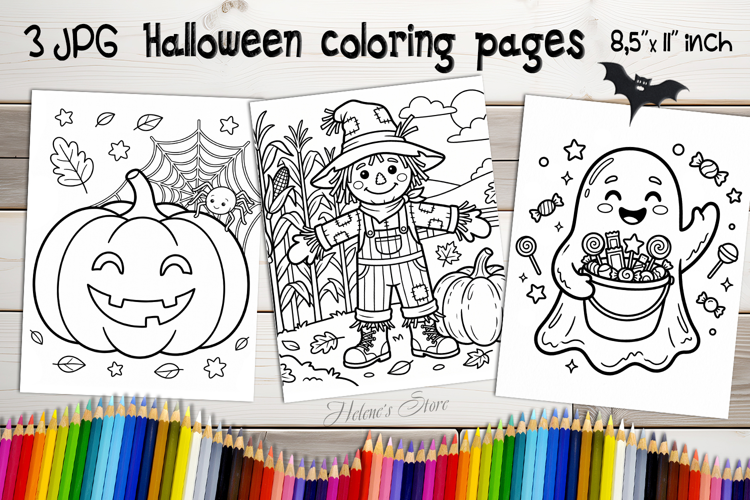 Cute Halloween Coloring Pages | Kids Coloring Book Print