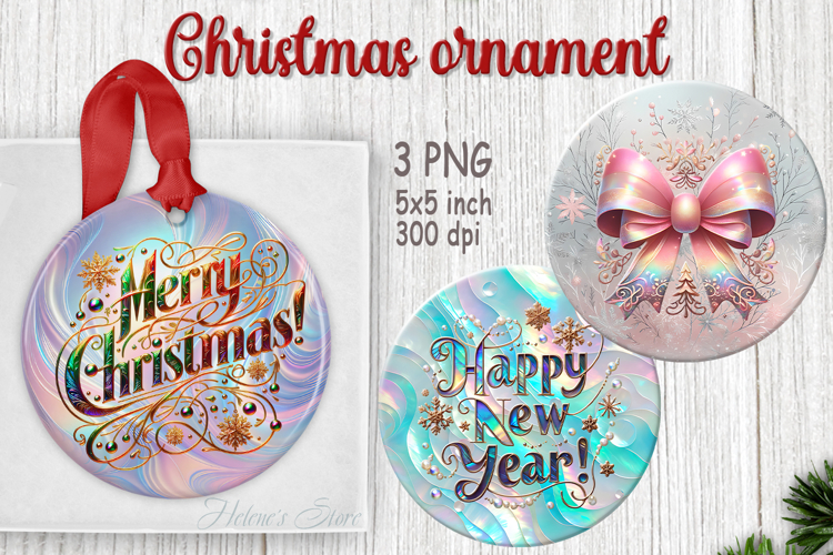 Pink Merry Christmas ornament sublimation designs PNG