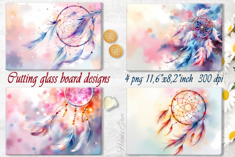 Boho dreamcatcher kitchen glass cutting board sublimation