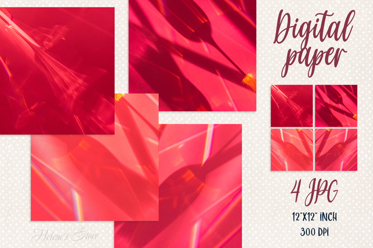 Bright red light and shadow digital papers | Scrap booking