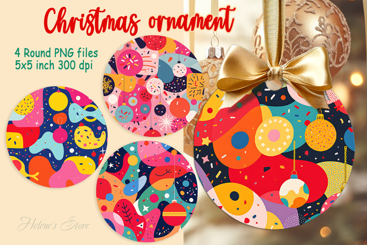 Bright Merry Christmas ornament sublimation designs PNG