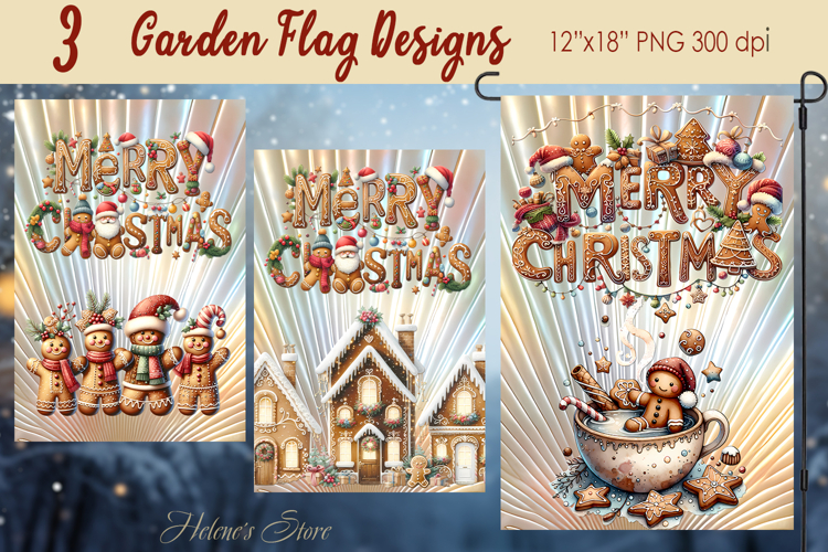 Christmas Garden Flag Sublimation design | Merry Christmas