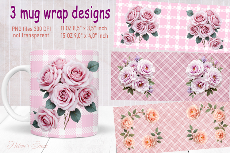 Vintage summer flowers design mug wrap 15 oz 11 oz png