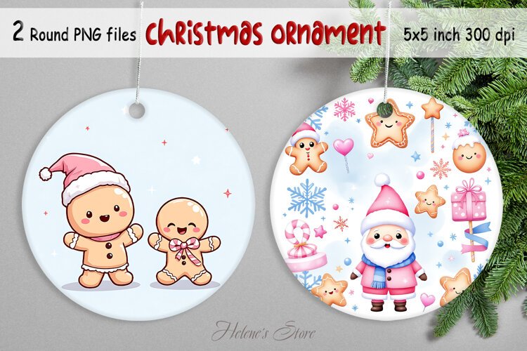 Funny Christmas ornament png|Santa Claus and Gingerbread man example image 1