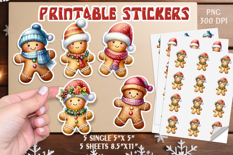 Gingerbread man Sticker | Christmas Stickers Printable