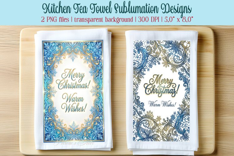 Merry Christmas kitchen tea towel sublimation designs png example image 1