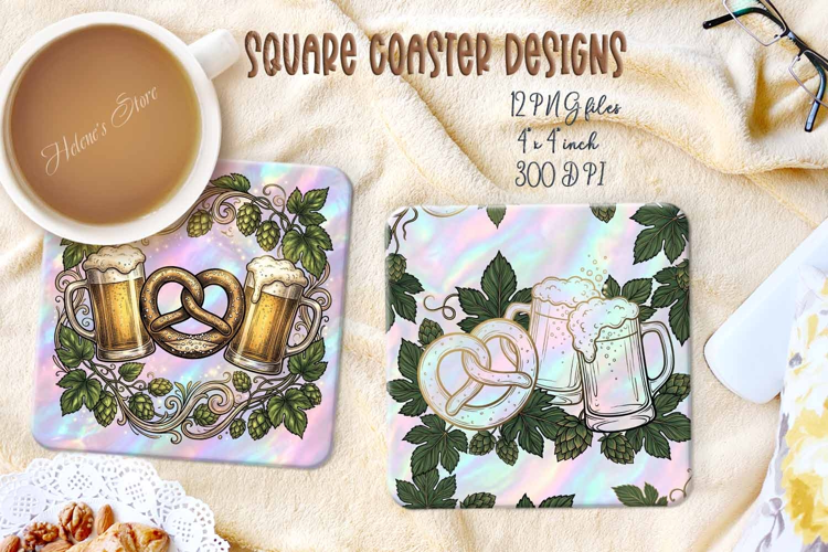 Octoberfest square coasters sublimation design png | Prost