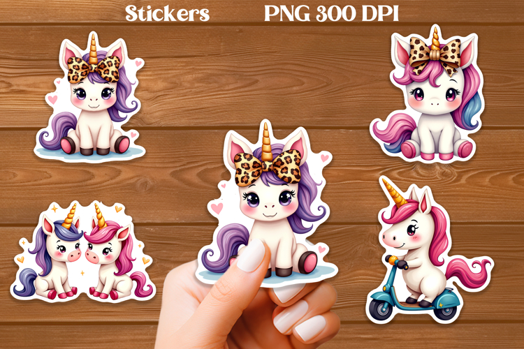 Cute unicorn stickers PNG | Cute animal sticker printable