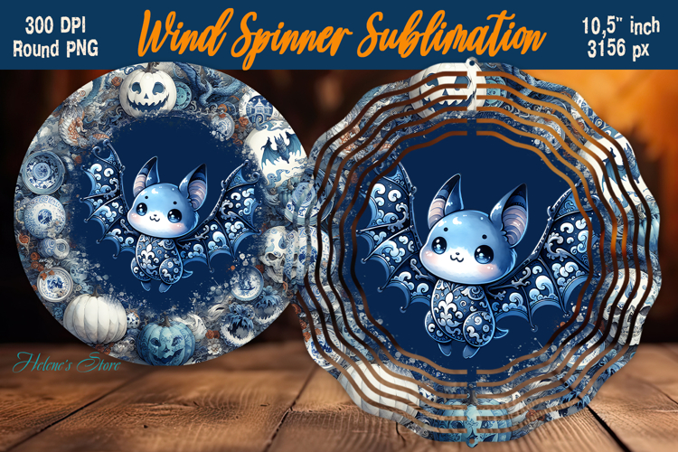 Cute Halloween bat Wind Spinner Sublimation | Funny face png
