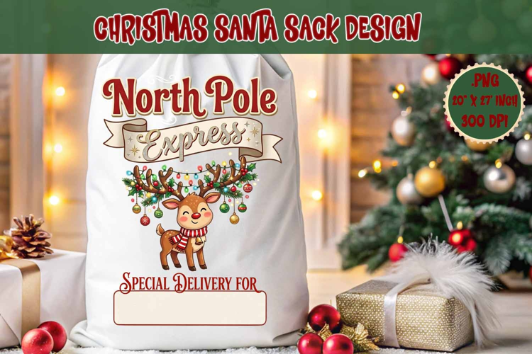 Christmas Santa Sack sublimation design | Christmas Gift Bag