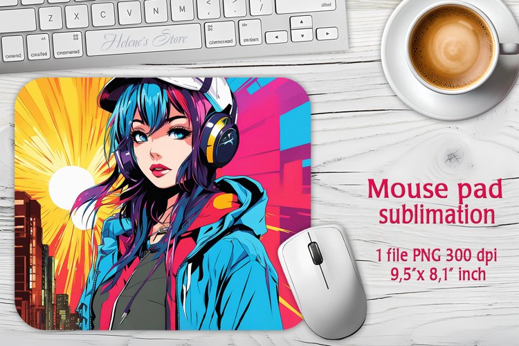 Pop art girl mouse pad | Cosmic Sublimation mouse mat