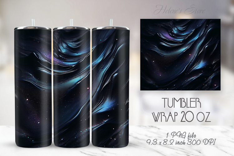 Bright waves blue tumbler 20 oz wrap sublimation design png