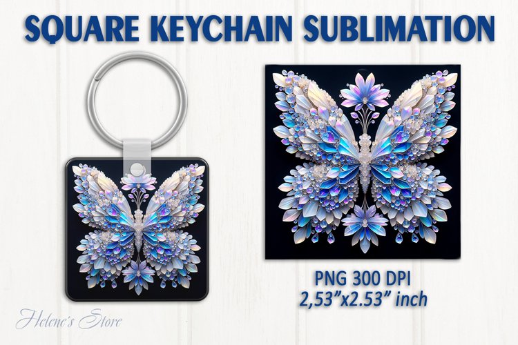3d Crystal butterfly keychain sublimation | Square keychain