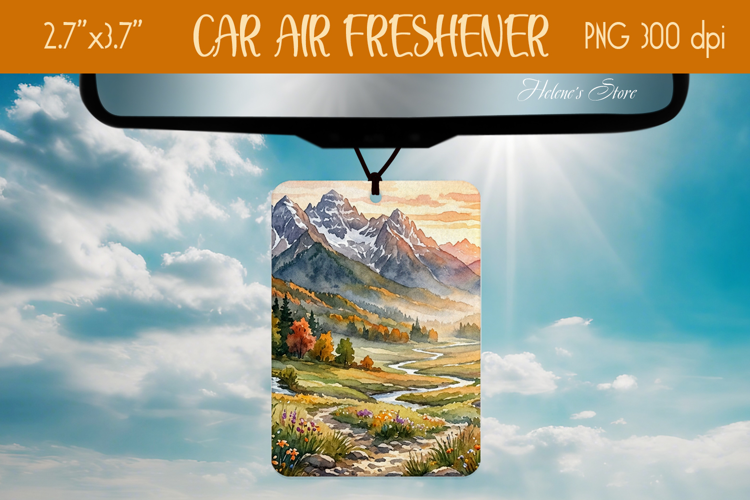 Autumn Mountains Air Freshener Car sublimation design png
