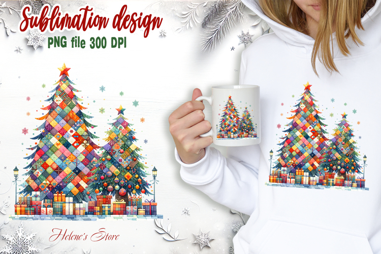 Christmas tree clipart | Cute patchwork t shirt designs png