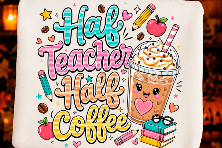 Half Teacher Half Coffee PNG