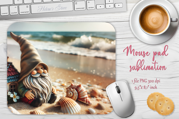 Summer beach gnomes mouse pad sublimation design png