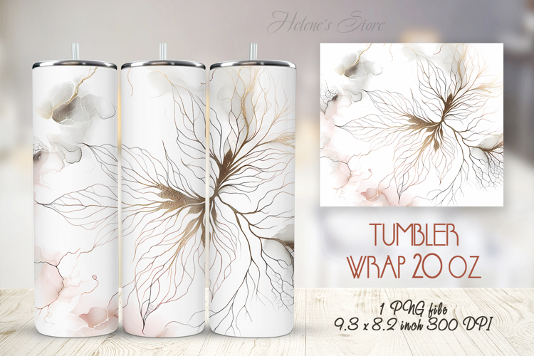 Watercolor leaves floral straight tumbler 20oz wrap designs