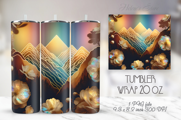 Fantasy Mountains straight skinny tumbler sublimation wrap