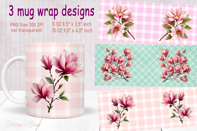 Vintage summer flowers design mug wrap 15 oz 11 oz png