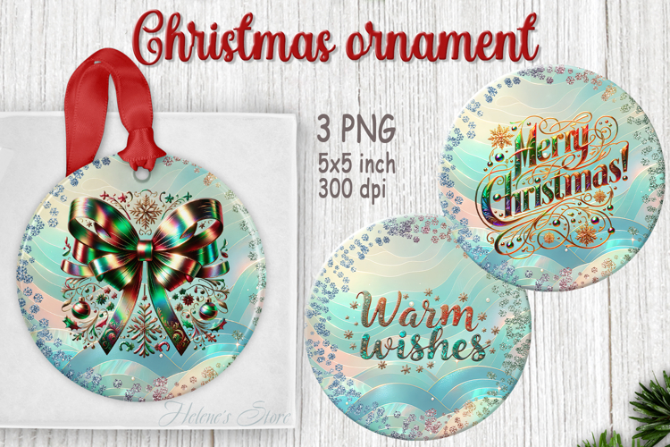 Bright Merry Christmas ornament sublimation designs PNG