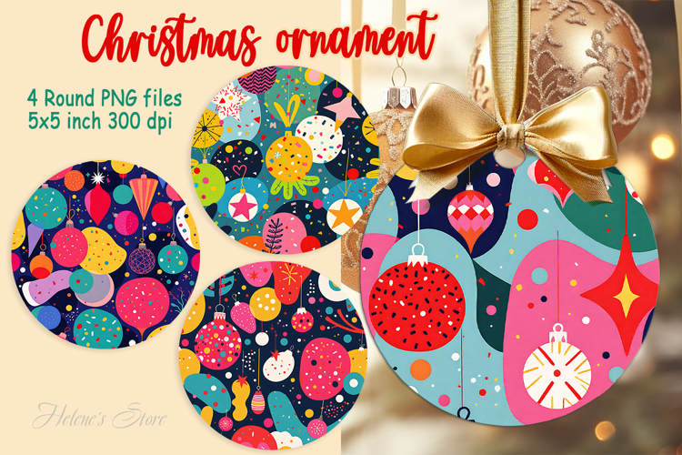 Bright Merry Christmas ornament sublimation designs PNG