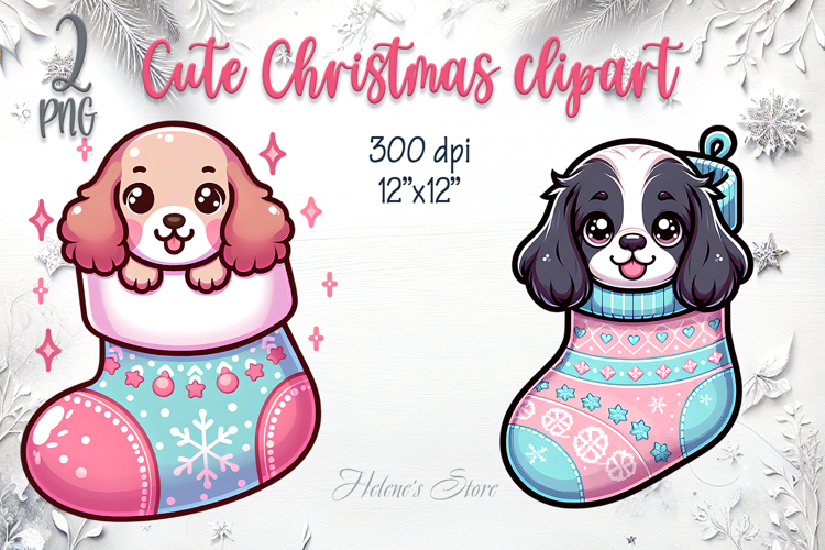 Christmas cute dogs in socks clipart| Winter t shirt designs