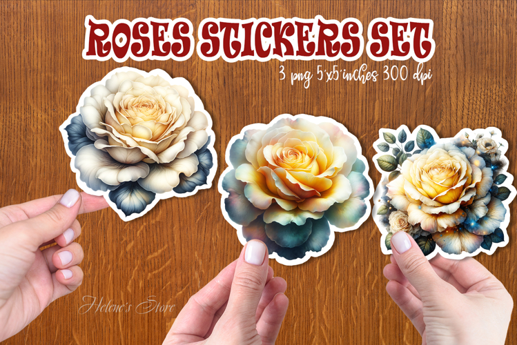 Watercolor rose flower printables stickers |Yellow roses png