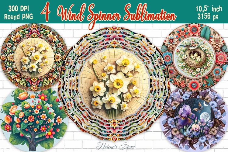 Spring designs Wind Spinner wrap sublimation | Cute bird png