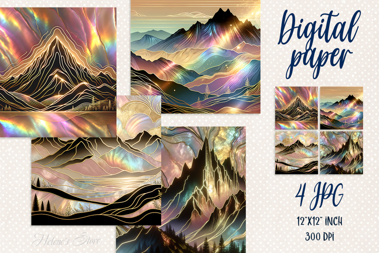 Sunrize mountains digital paper| Pearl fanatsy scrap booking