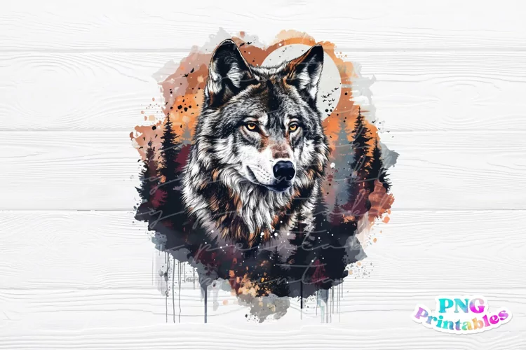 Watercolor Wolf PNG
