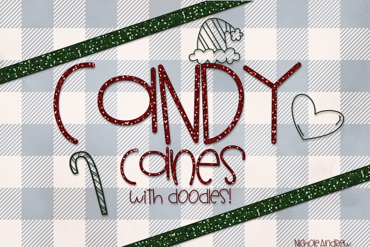 Candy Canes - A Font With Christmas Doodles! example image 1