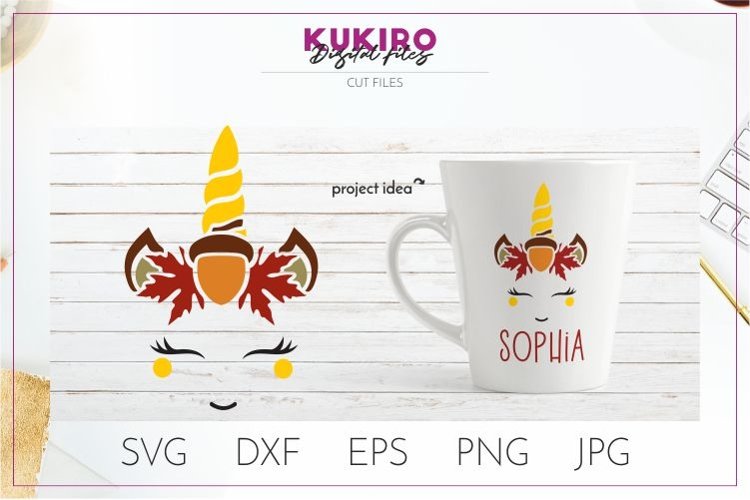 Fall Unicorn SVG - Autumn Acorn unicorn cut file