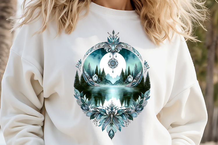 Mountains lake watercolor sublimation design |Nature clipart