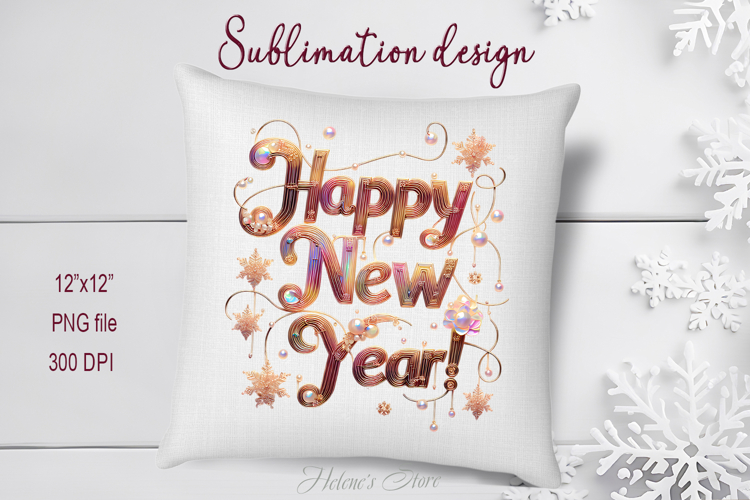 Bright Happy New Year quote sublimation design clipart png