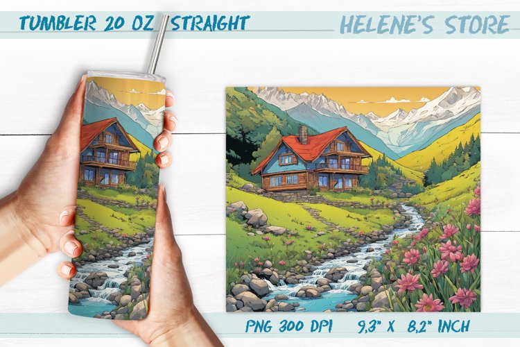 House in spring mountains skinny tumbler sublimation wrap