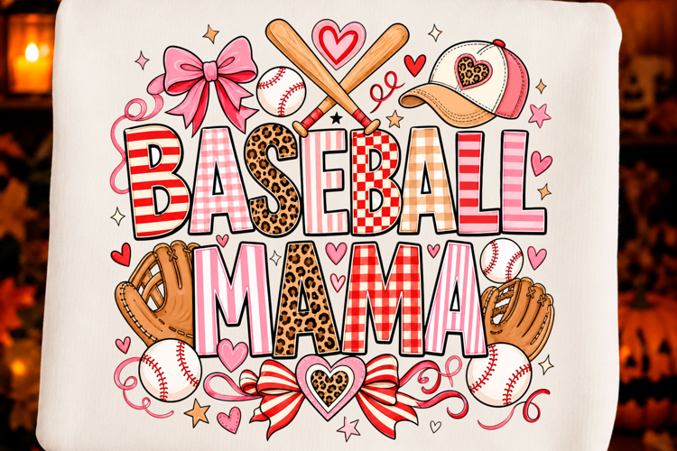 Preppy Baseball Mama PNG